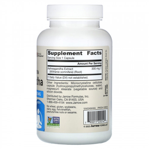 Jarrow Formulas, ашваганда, 120 вегетарианских капсул