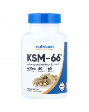 Nutricost, KSM-66®, экстракт корня ашваганды, 60 капсул
