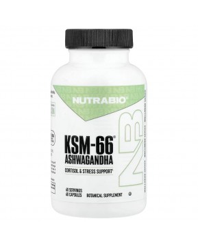 NutraBio, KSM-66®, ашваганда, 60 капсул (600 мг в 1 капсуле)