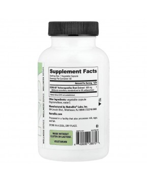 NutraBio, KSM-66®, ашваганда, 60 капсул (600 мг в 1 капсуле)