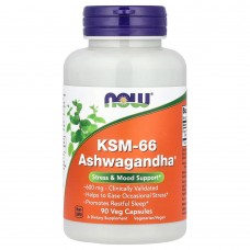 NOW Foods, KSM-66 Ashwagandha®, 600 мг, 90 растительных капсул