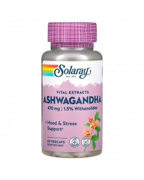 Solaray, Ашваганда, 470 мг, 60 вегетарианских капсул