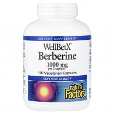 Natural Factors, WellBetX, берберин, 500 мг, 120 вегетарианских капсул