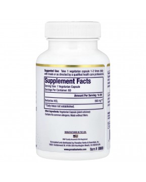 Paradise Herbs, берберин, 60 вегетарианских капсул