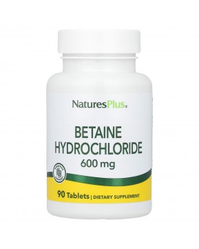 NaturesPlus, Бетаин гидрохлорид (Betaine Hydrochloride), 600 мг, 90 таблеток