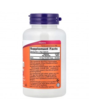 NOW Foods, биотин, 10000 мкг, 120 растительных капсул