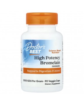 Doctor's Best, высокоэффективный бромелаин, 3000 GDU, 500 мг, 90 растительных капсул