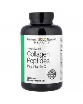 California Gold Nutrition, гидролизованные пептиды коллагена с витамином C, тип 1 и 3, 250 таблеток