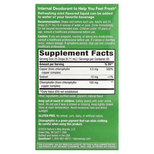 Nature's Way, Chlorofresh®, капли с хлорофиллом, мята, 59 мл (2 жидк. унции)