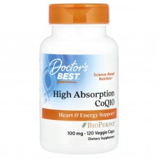 Doctor's Best, коэнзим Q10 с высокой степенью всасывания, с BioPerine, 100 мг, 120 вегетарианских капсул