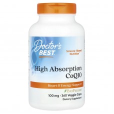 Doctor's Best, коэнзим Q10 с высокой степенью всасывания, с BioPerine, 100 мг, 360 вегетарианских капсул
