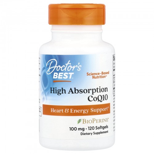 Doctor's Best, коэнзим Q10 с высокой степенью всасывания с BioPerine, 100 мг, 120 капсул