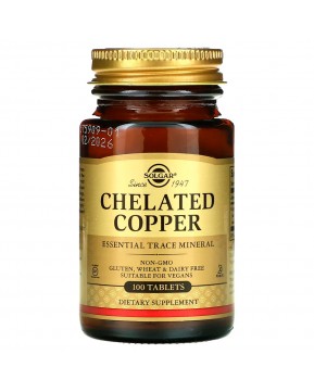Solgar, хелатная медь, 100 таблеток (2,5 мг в 1 таблетке)
