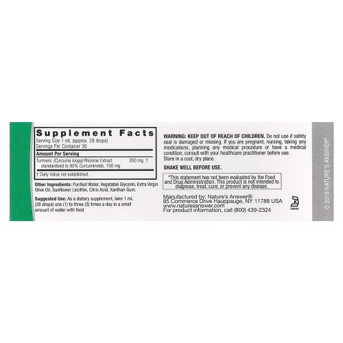 Nature's Answer, Turmeric-3®, без спирта, 200 мг, 30 мл (1 жидк. Унция)