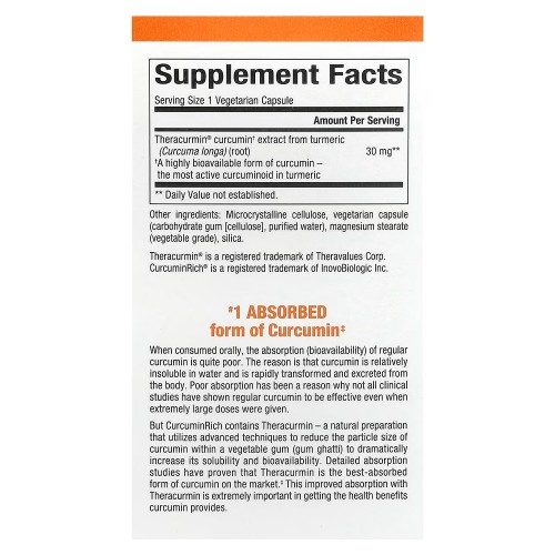 Natural Factors, CurcuminRich, Theracurmin, куркумин, 30 мг, 30 вегетарианских капсул Natural Factors, CurcuminRich, Theracurmin, куркумин, 30 мг, 30 вегетарианских капсул