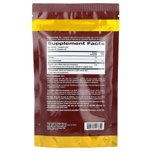 California Gold Nutrition, Fungiology®, порошок из сертифицированного органического ежовика гребенчатого, 120 г (4,2 унции) California Gold Nutrition, Fungiology®, порошок из сертифицированного органического ежовика гребенчатого, 120 г (4,2 унции)