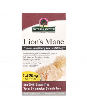 Nature's Answer, ежовик гребенчатый, 90 вегетарианских капсул (500 мг в 1 капсуле)