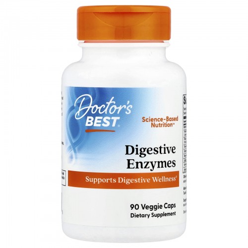 Doctor's Best, пищеварительные ферменты, 90 вегетарианских капсул