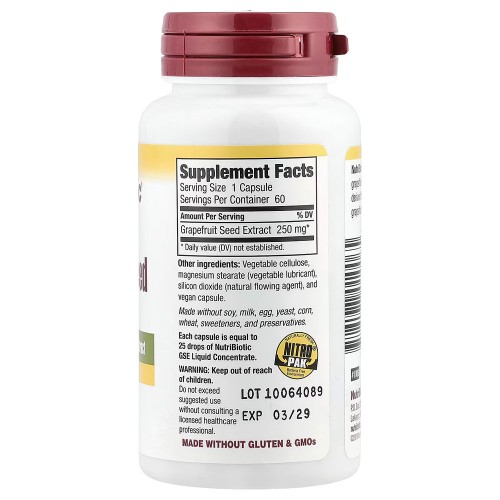 NutriBiotic, экстракт косточек грейпфрута, максимальная сила действия, 250 мг, 60 капсул NutriBiotic, экстракт косточек грейпфрута, максимальная сила действия, 250 мг, 60 капсул