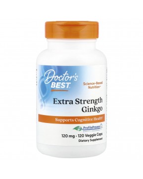 Doctor's Best, гинкго с повышенной силой действия, 120 мг, 120 вегетарианских капсул