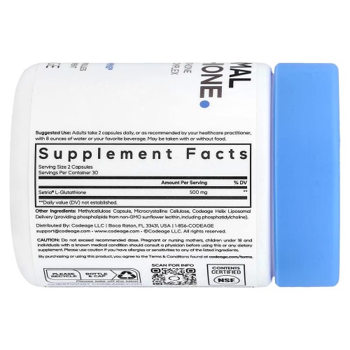 Codeage, липосомальный глутатион, 60 растительных капсул (250 мг в 1 капсуле)