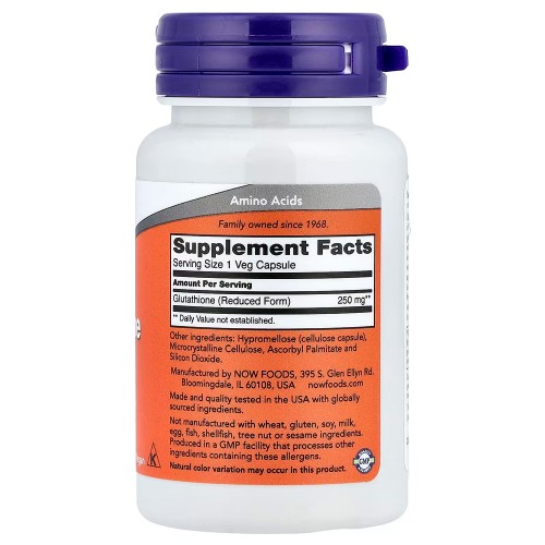 NOW Foods, глутатион, 250 мг, 60 вегетарианских капсул NOW Foods, глутатион, 250 мг, 60 вегетарианских капсул