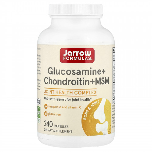 Jarrow Formulas, глюкозамин, хондроитин и МСМ с марганцем и витамином C, 240 капсул