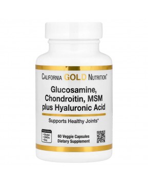 California Gold Nutrition, глюкозамин, хондроитин и МСМ с гиалуроновой кислотой, 60 растительных капсул