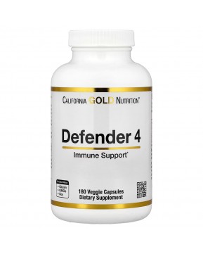 California Gold Nutrition, Defender 4, добавка с витаминами C и D, цинком и селеном, 180 вегетарианских капсул California Gold Nutrition, Defender 4, добавка с витаминами C и D, цинком и селеном, 180 вегетарианских капсул
