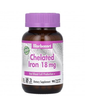 Bluebonnet Nutrition, железо в хелатной форме, 18 мг, 90 растительных капсул