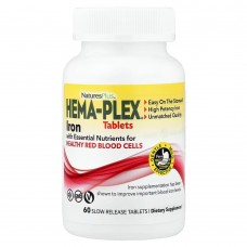 NaturesPlus, Hema-Plex®, железо с незаменимыми питательными веществами для здоровых эритроцитов, 60 таблеток медленного высвобождения