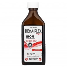 NaturesPlus, Hema-Plex®, жидкое железо и необходимые питательные вещества, ягодный вкус, 250 мл (8,5 жидк. унции)