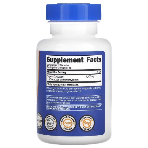 Nutricost, Кордицепс, 90 капсул (550 мг в 1 капсуле)