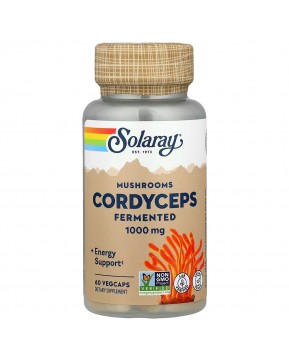 Solaray, кордицепс, ферментированные грибы, 60 растительных капсул (500 мг в 1 капсуле)