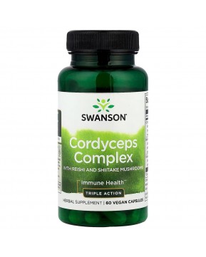 Swanson, Комплекс кордицепса с грибами рейши и шиитаке, 60 веганских капсул