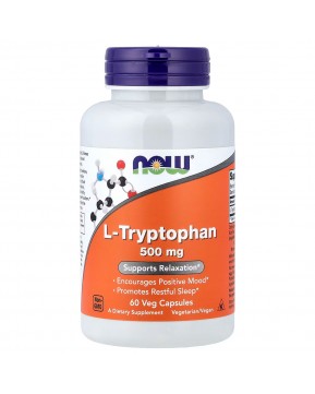 NOW Foods, L-триптофан, 500 мг, 60 растительных капсул
