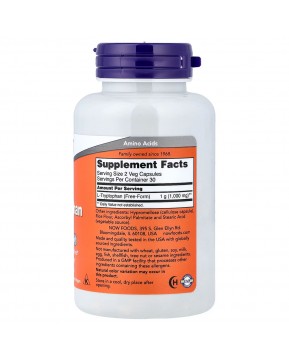 NOW Foods, L-триптофан, 500 мг, 60 растительных капсул
