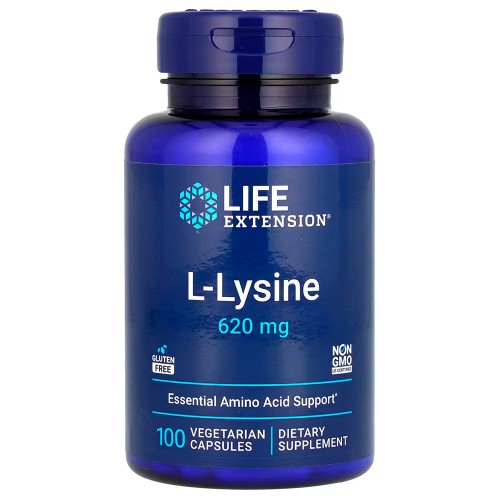 Life Extension, L-лизин, 620 мг, 100 растительных капсул Life Extension, L-лизин, 620 мг, 100 растительных капсул