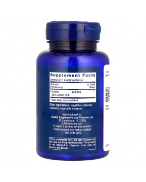 Life Extension, L-лизин, 620 мг, 100 растительных капсул Life Extension, L-лизин, 620 мг, 100 растительных капсул