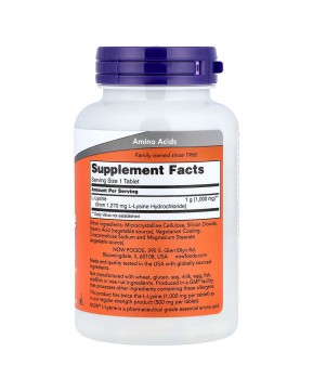 NOW Foods, L-лизин, 1000 мг, 100 таблеток NOW Foods, L-лизин, 1000 мг, 100 таблеток