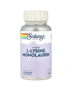 Solaray, L-лизин и монолаурин, в соотношении 1:1, 60 вегетарианских капсул