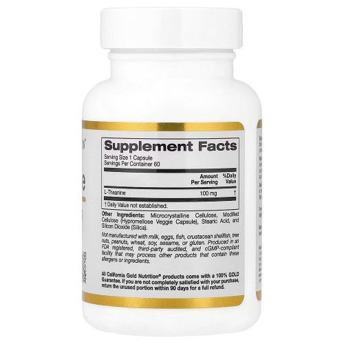 California Gold Nutrition, L-теанин, с AlphaWave®, 100 мг, 60 растительных капсул