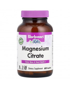 Bluebonnet Nutrition, цитрат магния, 60 капсуловидных таблеток (200 мг в 1 шт.)