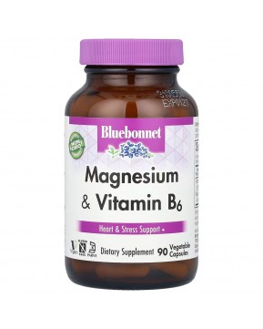 Bluebonnet Nutrition, магний и витамин B6, 90 вегетарианских капсул
