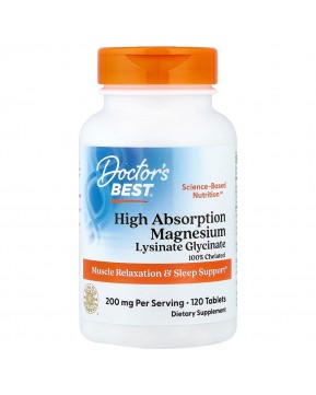 Doctor's Best, магний с высокой степенью усвоения, 120 таблеток (100 мг в 1 таблетке)
