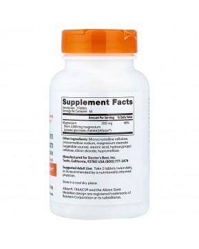 Doctor's Best, магний с высокой степенью усвоения, 120 таблеток (100 мг в 1 таблетке)