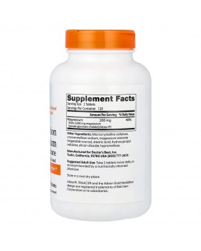 Doctor's Best, лизинат магния и глицинат с высокой степенью усвояемости, хелатная форма, Albion® TRAACS®, 240 таблеток (100 мг в 1 таблетке)