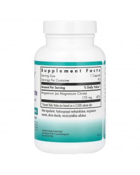 Nutricology, цитрат магния, 90 вегетарианских капсул (170 мг в 1 капсуле)