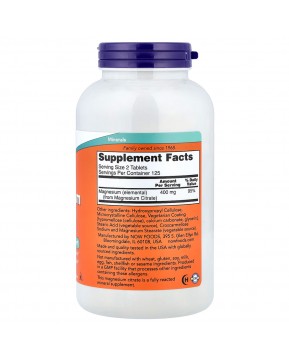 NOW Foods, цитрат магния, 250 таблеток (200 мг в 1 таблетке)