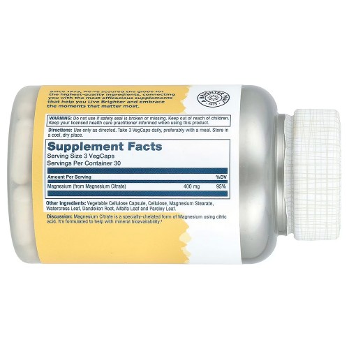 Solaray, цитрат магния, 400 мг, 90 капсул (133 мг в 1 капсуле) Solaray, цитрат магния, 400 мг, 90 капсул (133 мг в 1 капсуле)